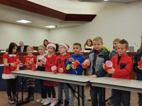3rd Graders Performing Jingle Bells for the School Board