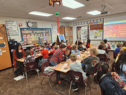 3rd graders learning about Chinese New Year
