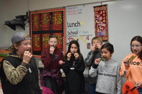 5th graders trying Asian treats